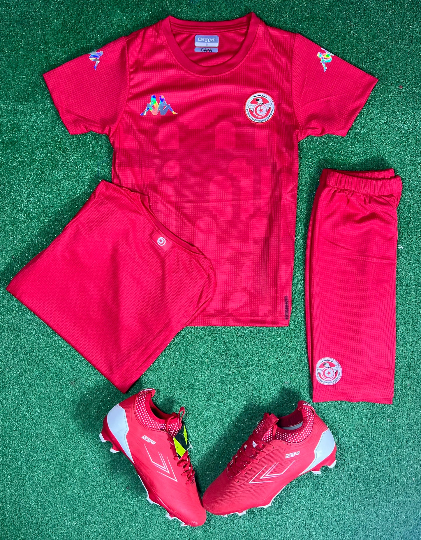 Tenue Enfant Tunisie – Maillot + Short – Édition Rouge Supporter