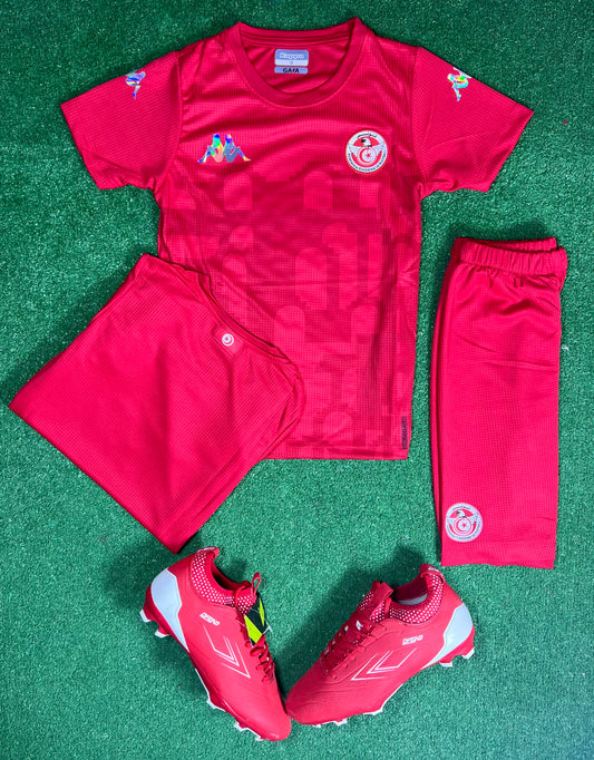 Tenue Enfant Tunisie – Maillot + Short – Édition Rouge Supporter